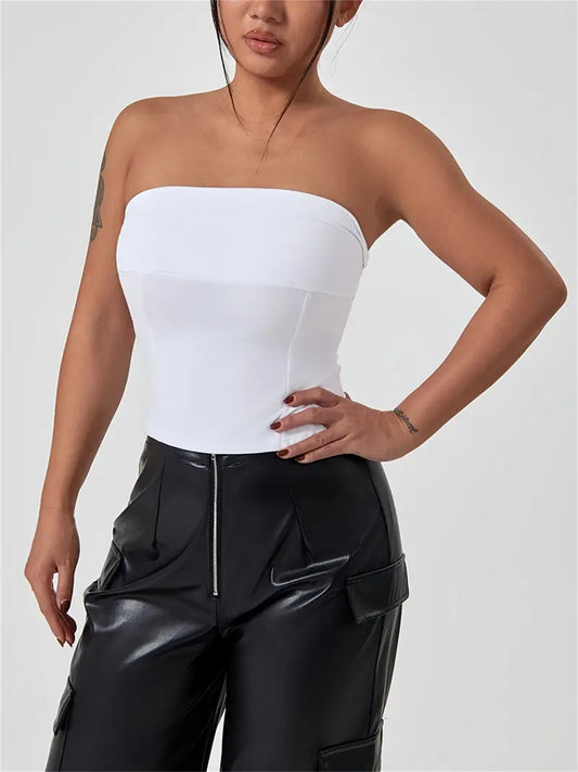 Crop Solid Color Tube Top, Sexy Strapless Top For Spring & Summer, Women's Clothing | Luxury Home Accessories | Heulog Glow