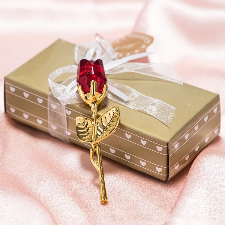 Crystal Metal Rose Valentine's Day Small Gift Wedding | Luxury Home Accessories | Heulog Glow