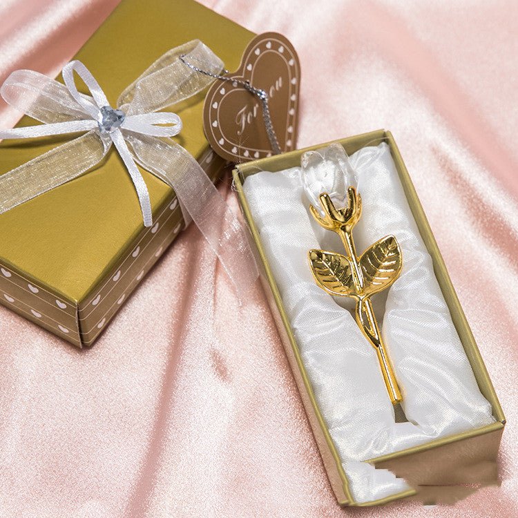 Crystal Metal Rose Valentine's Day Small Gift Wedding | Luxury Home Accessories | Heulog Glow