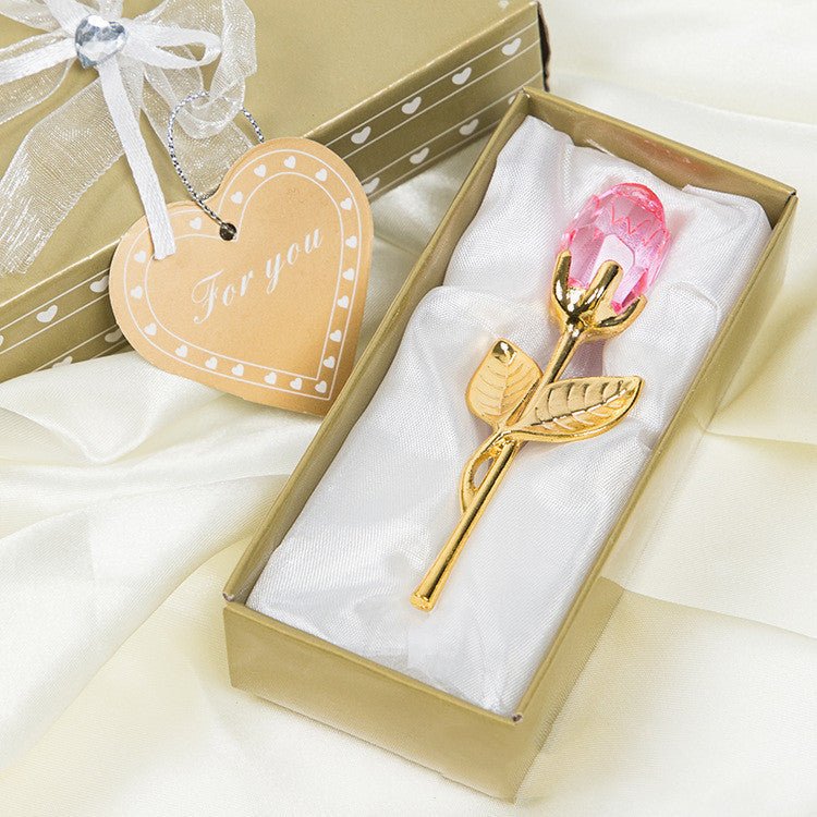 Crystal Metal Rose Valentine's Day Small Gift Wedding | Luxury Home Accessories | Heulog Glow