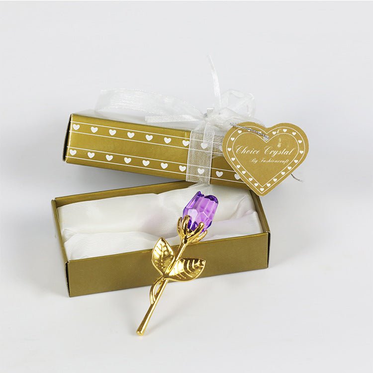 Crystal Metal Rose Valentine's Day Small Gift Wedding | Luxury Home Accessories | Heulog Glow