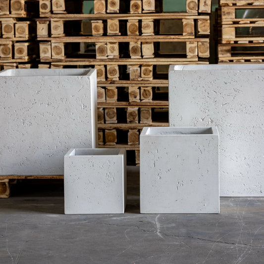 Cubrosa | White Mist – 85cm Extra Large Square Concrete Planter – 459L Block Plant Pot