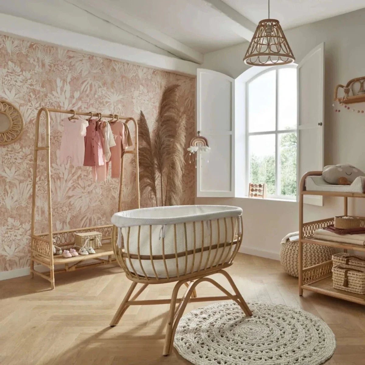 CuddleCo Aria Rattan Crib - Natural | Luxury Home Accessories | Heulog Glow
