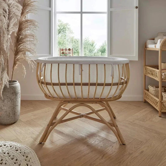 CuddleCo Aria Rattan Crib - Natural | Luxury Home Accessories | Heulog Glow