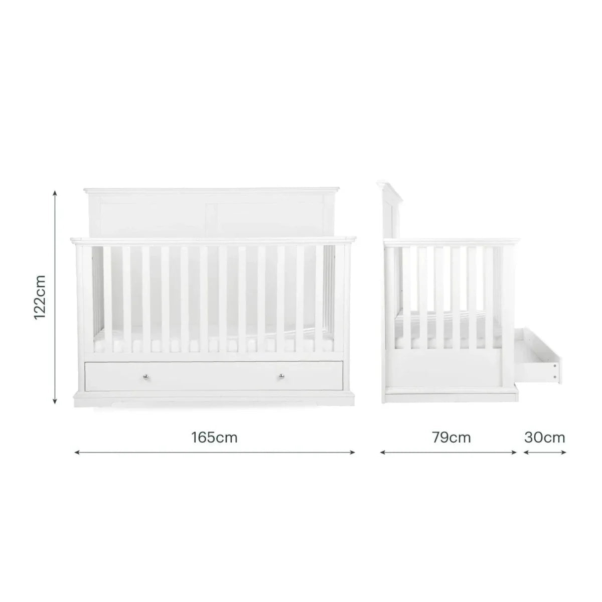 CuddleCo Beaumont Grand Cot Bed - White | Luxury Home Accessories | Heulog Glow