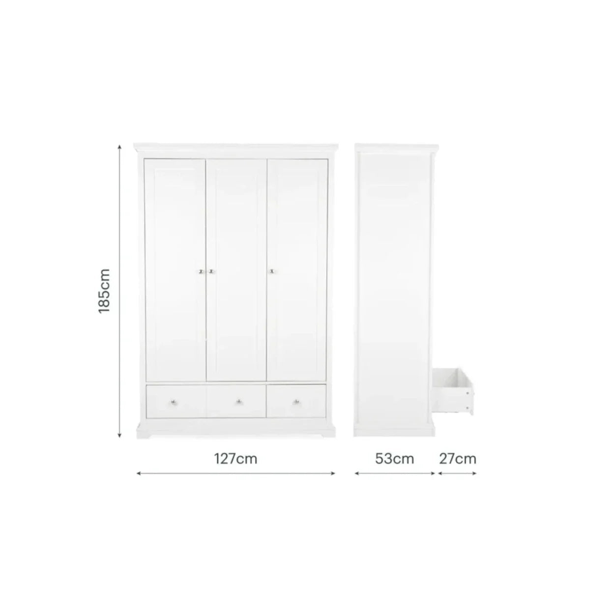CuddleCo Beaumont Triple Wardrobe - White | Luxury Home Accessories | Heulog Glow