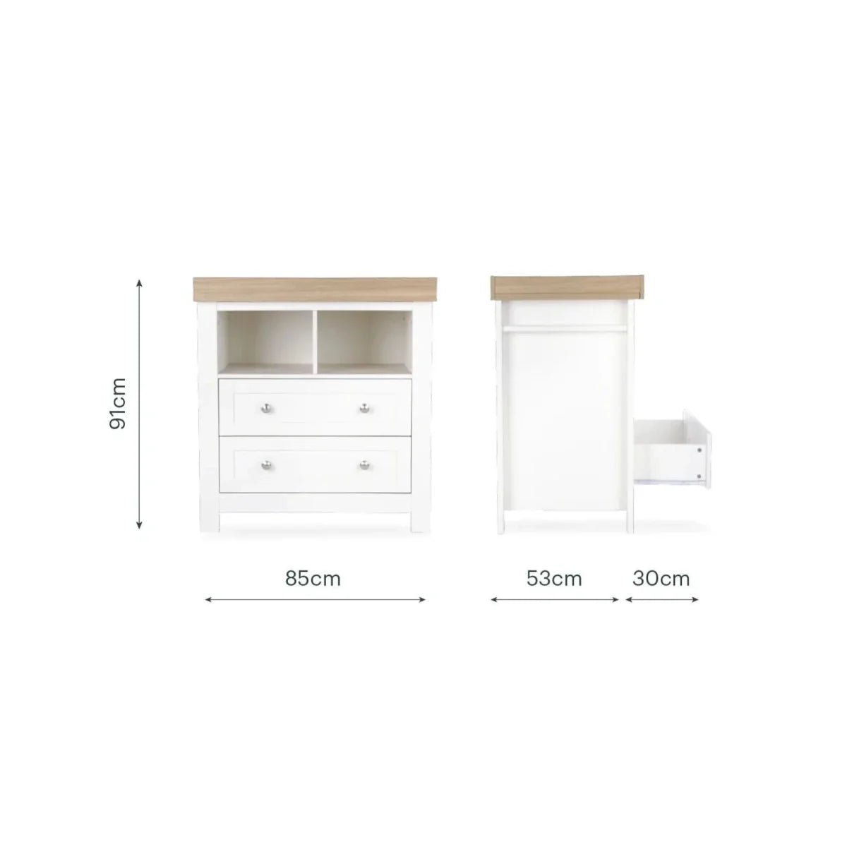 CuddleCo Burford 2 Piece Nursery Furniture Set - White/Oak | Luxury Home Accessories | Heulog Glow