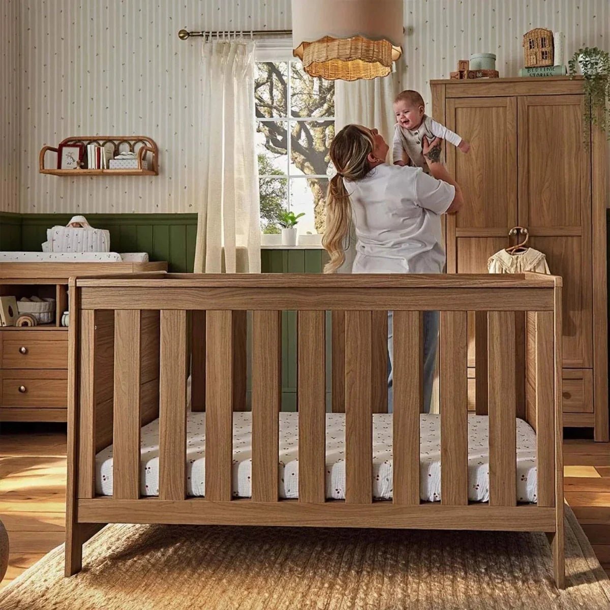 CuddleCo Burford Cot Bed - Oak | Luxury Home Accessories | Heulog Glow