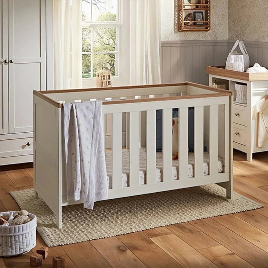 CuddleCo Burford Cot Bed - White/Oak | Luxury Home Accessories | Heulog Glow
