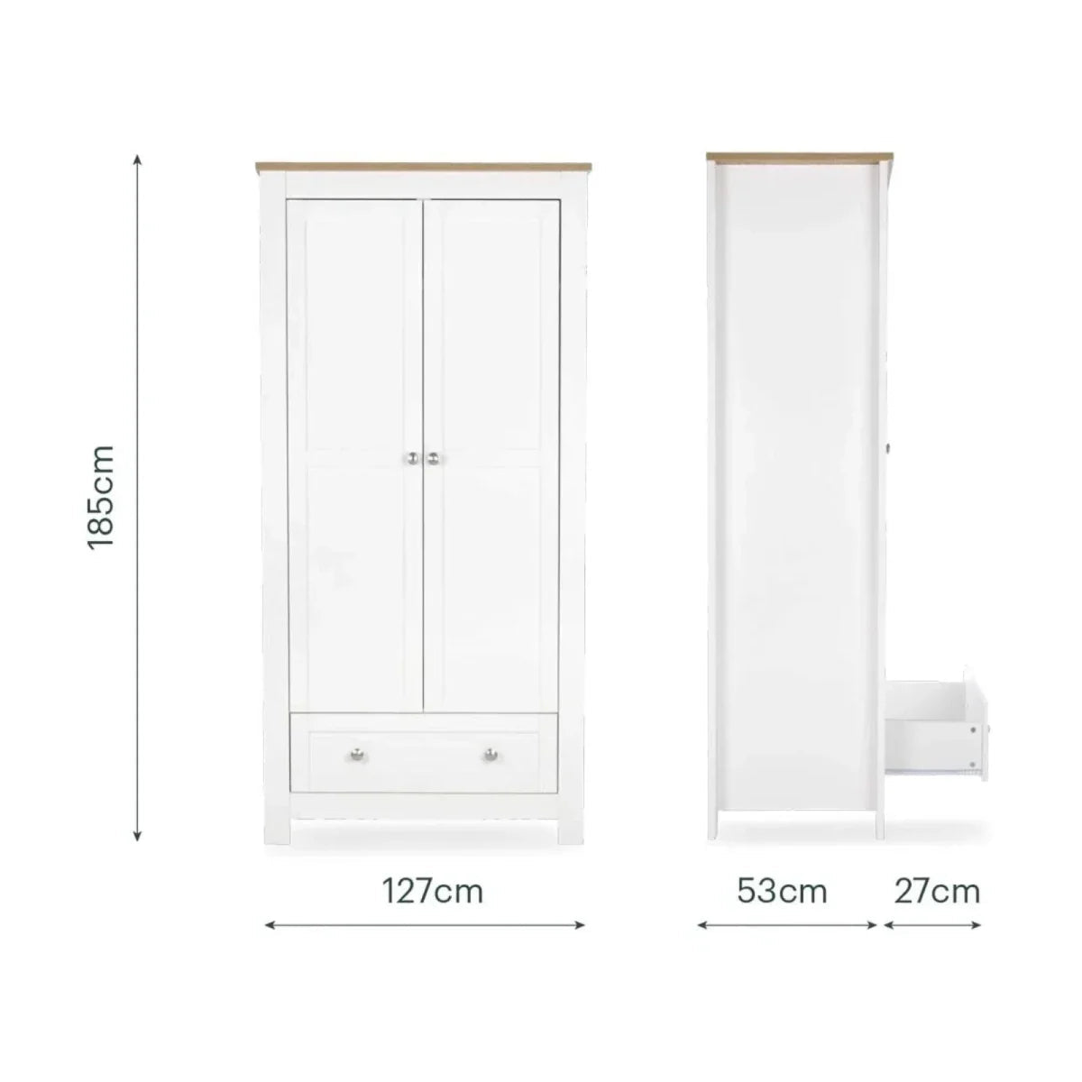 CuddleCo Burford Wardrobe - White/Oak | Luxury Home Accessories | Heulog Glow
