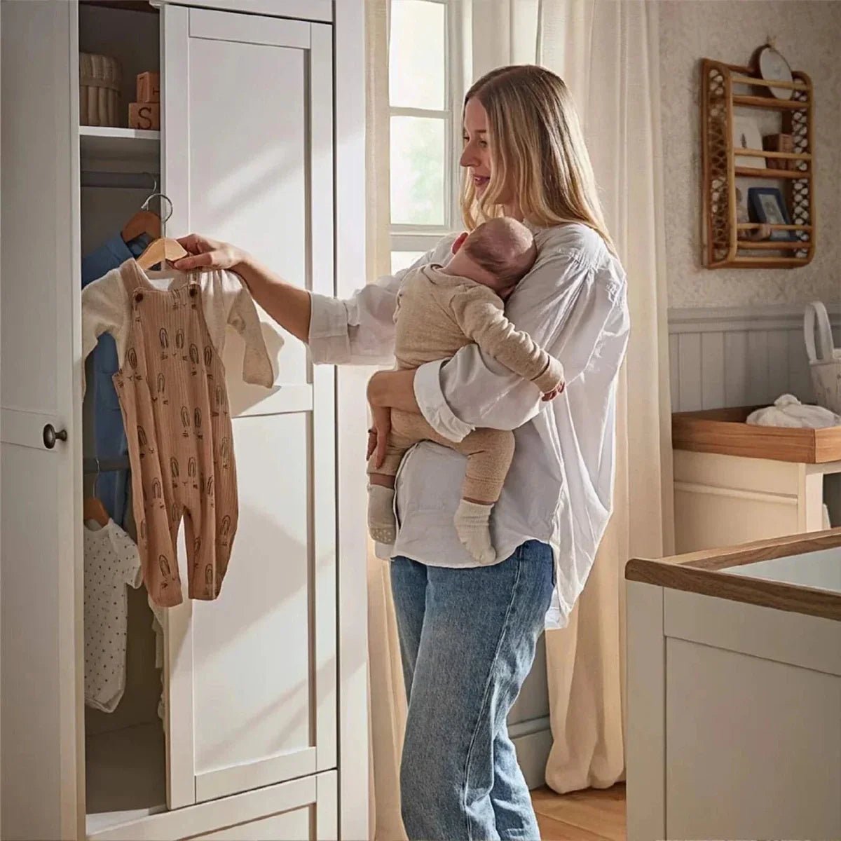 CuddleCo Burford Wardrobe - White/Oak | Luxury Home Accessories | Heulog Glow