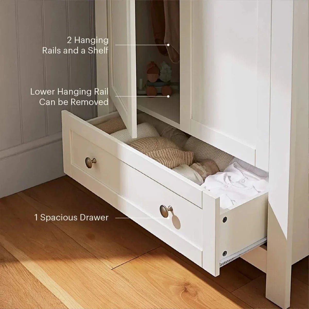 CuddleCo Burford Wardrobe - White/Oak | Luxury Home Accessories | Heulog Glow
