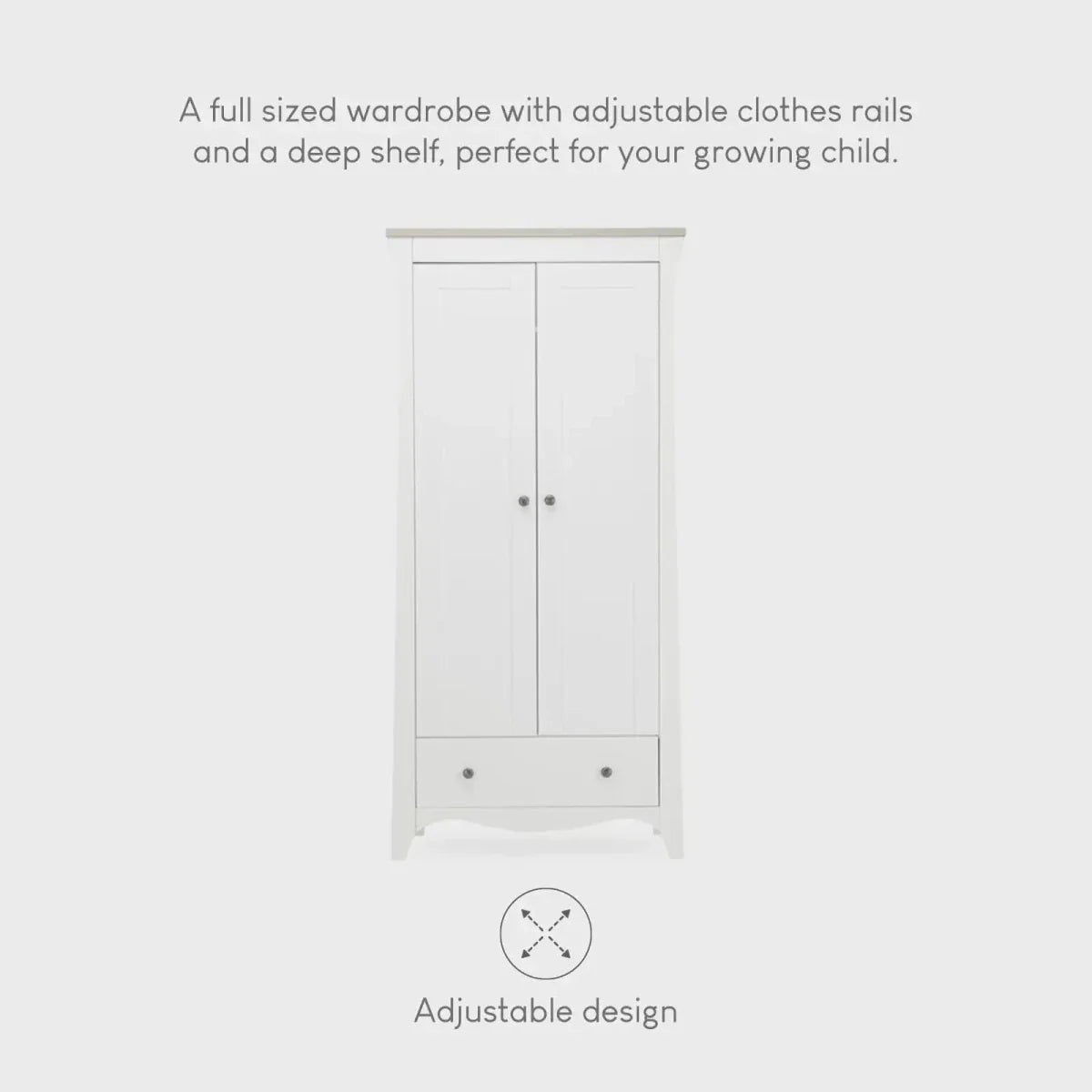 CuddleCo Clara 2 Door Double Wardrobe - White & Ash | Luxury Home Accessories | Heulog Glow