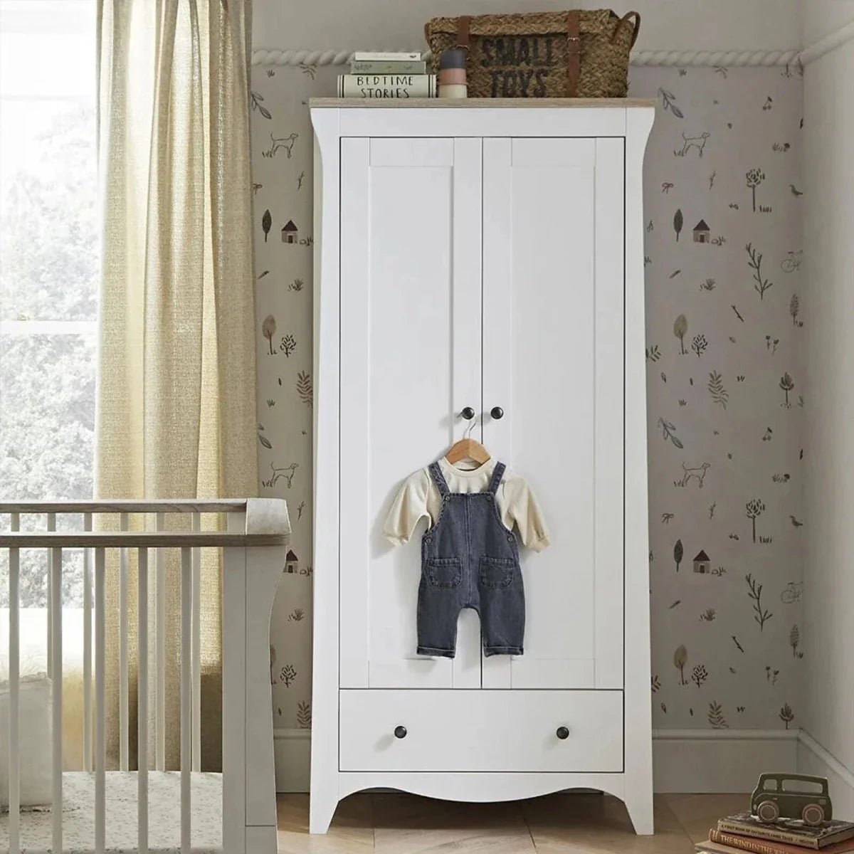 CuddleCo Clara 2 Door Double Wardrobe - White & Ash | Luxury Home Accessories | Heulog Glow