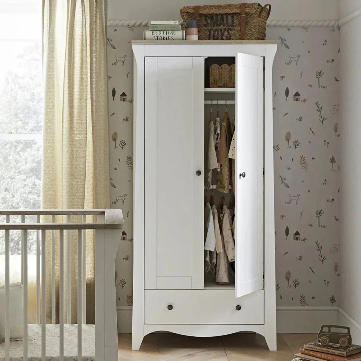 CuddleCo Clara 2 Door Double Wardrobe - White & Ash | Luxury Home Accessories | Heulog Glow
