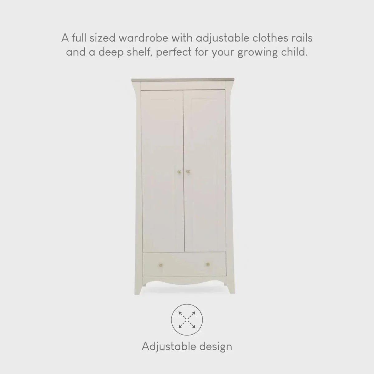 CuddleCo Clara 2 Door Nursery Wardrobe - Cashmere & Ash | Luxury Home Accessories | Heulog Glow