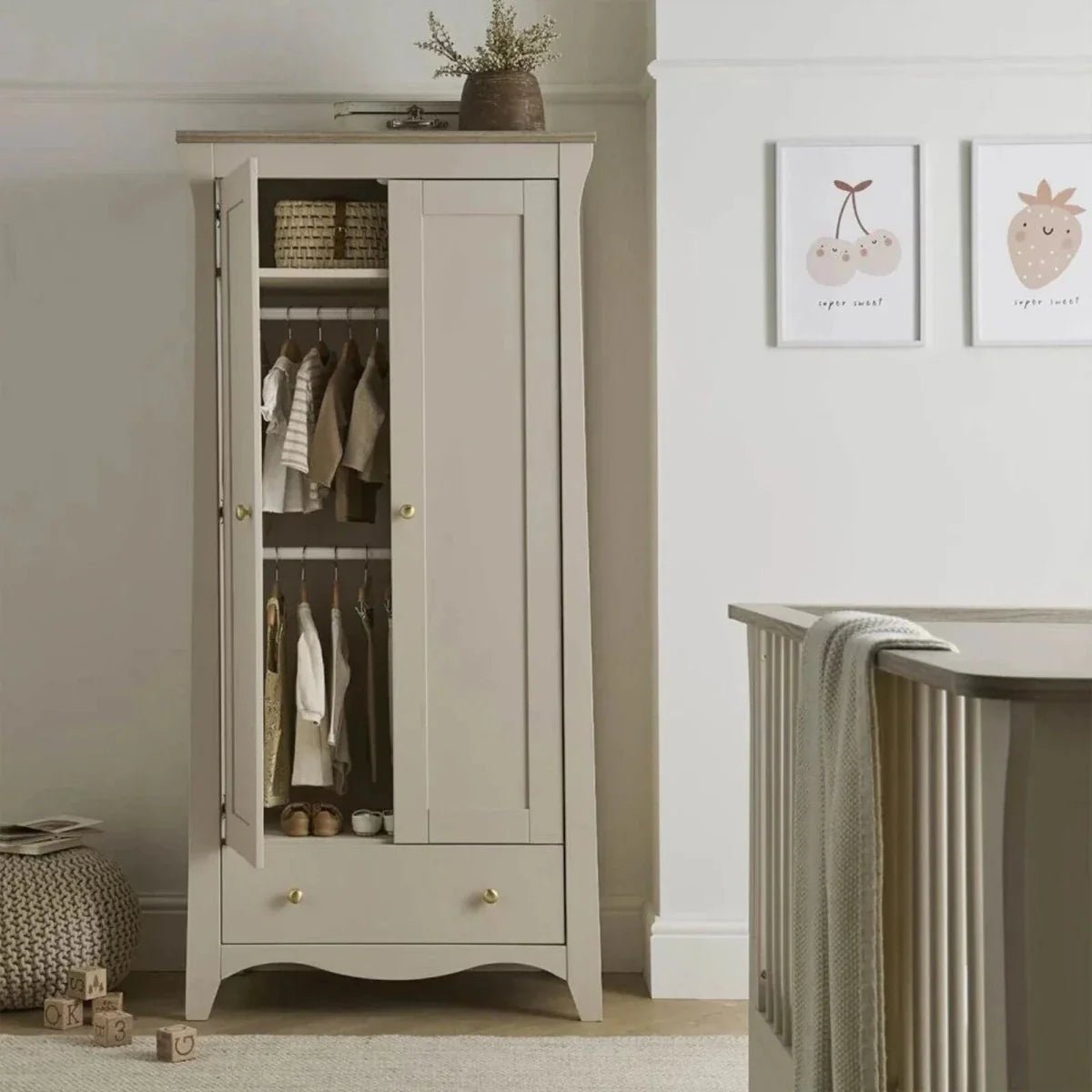 CuddleCo Clara 2 Door Nursery Wardrobe - Cashmere & Ash | Luxury Home Accessories | Heulog Glow