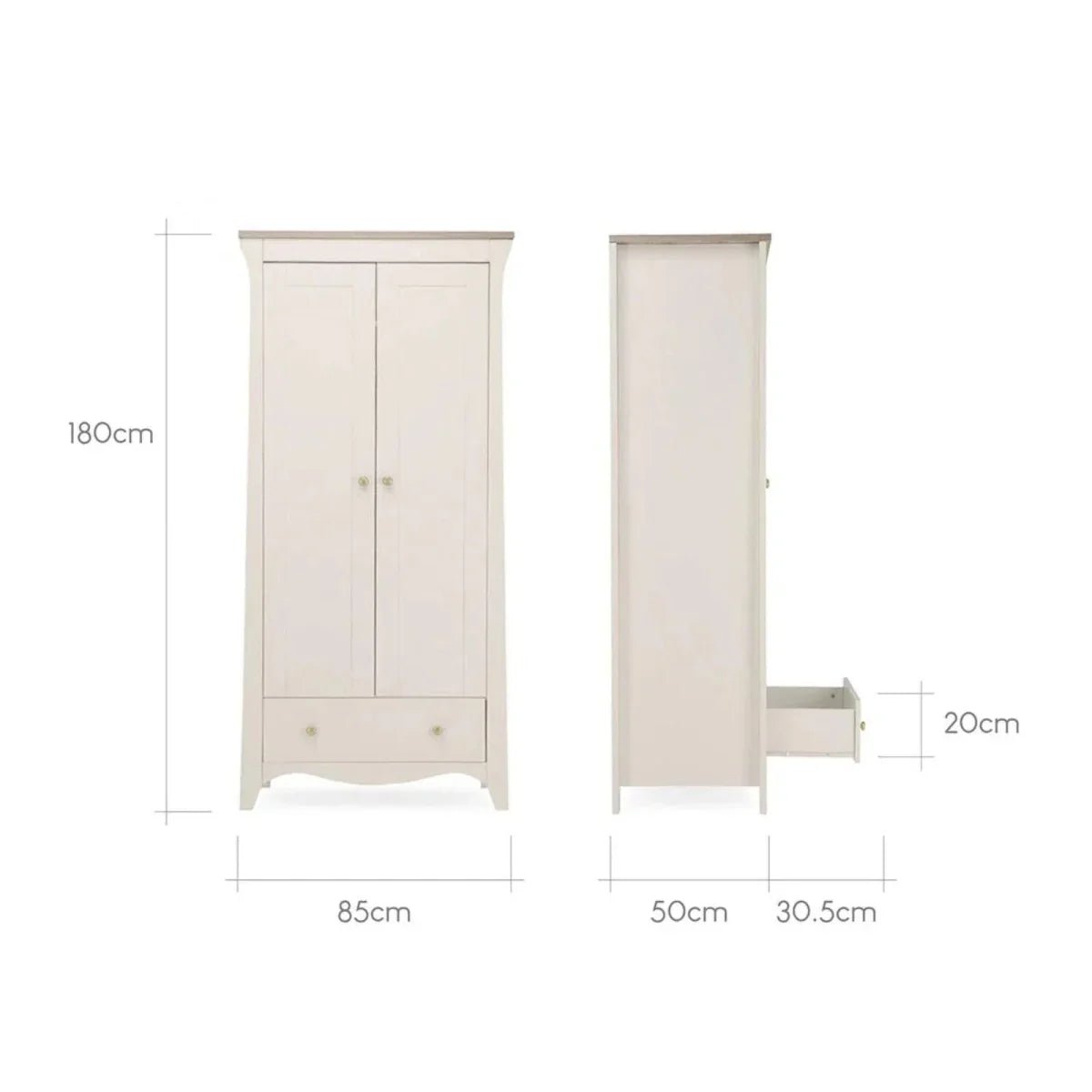 CuddleCo Clara 2 Door Nursery Wardrobe - Cashmere & Ash | Luxury Home Accessories | Heulog Glow