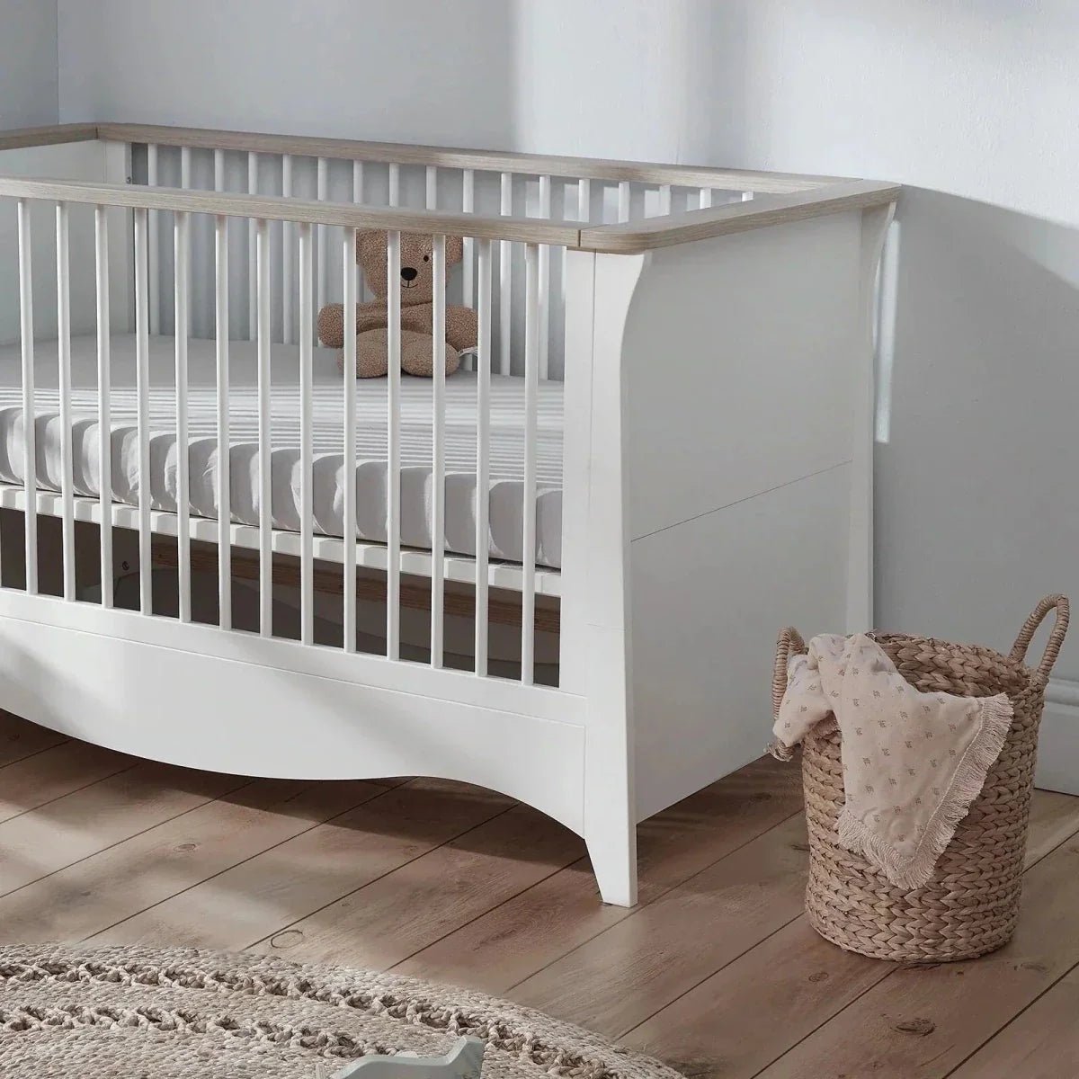 CuddleCo Clara Cot Bed - White & Ash | Luxury Home Accessories | Heulog Glow