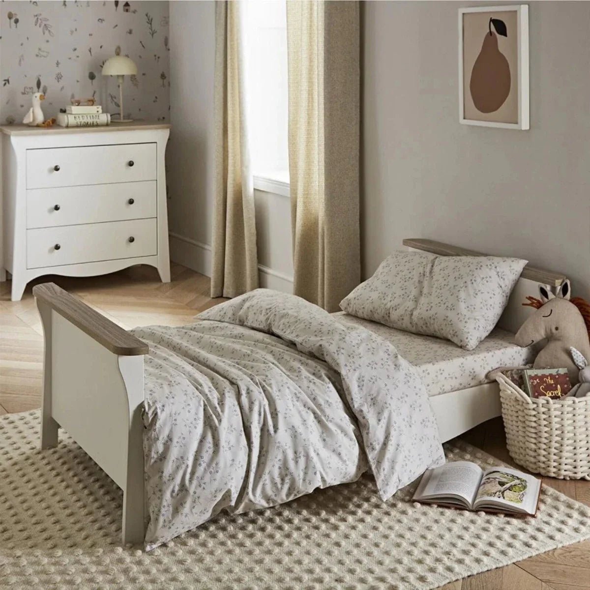 CuddleCo Clara Cot Bed - White & Ash | Luxury Home Accessories | Heulog Glow