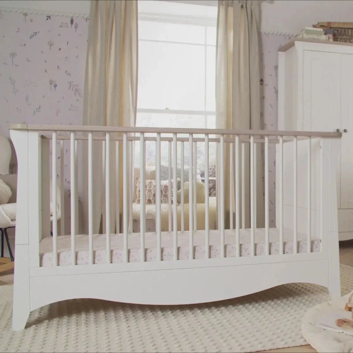 CuddleCo Clara Cot Bed - White & Ash | Luxury Home Accessories | Heulog Glow