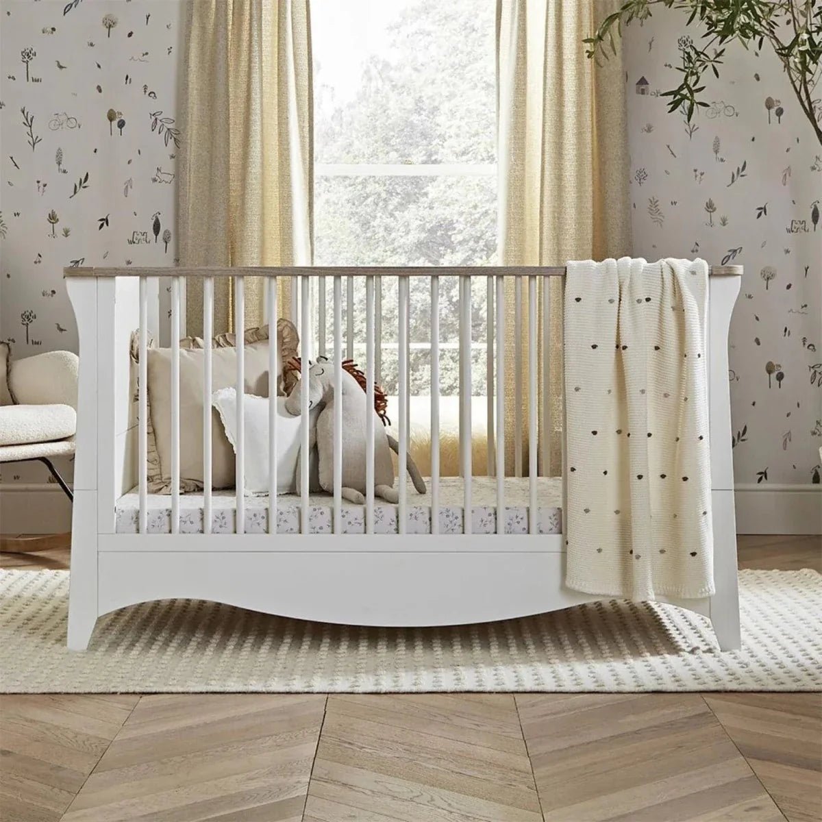 CuddleCo Clara Cot Bed - White & Ash | Luxury Home Accessories | Heulog Glow