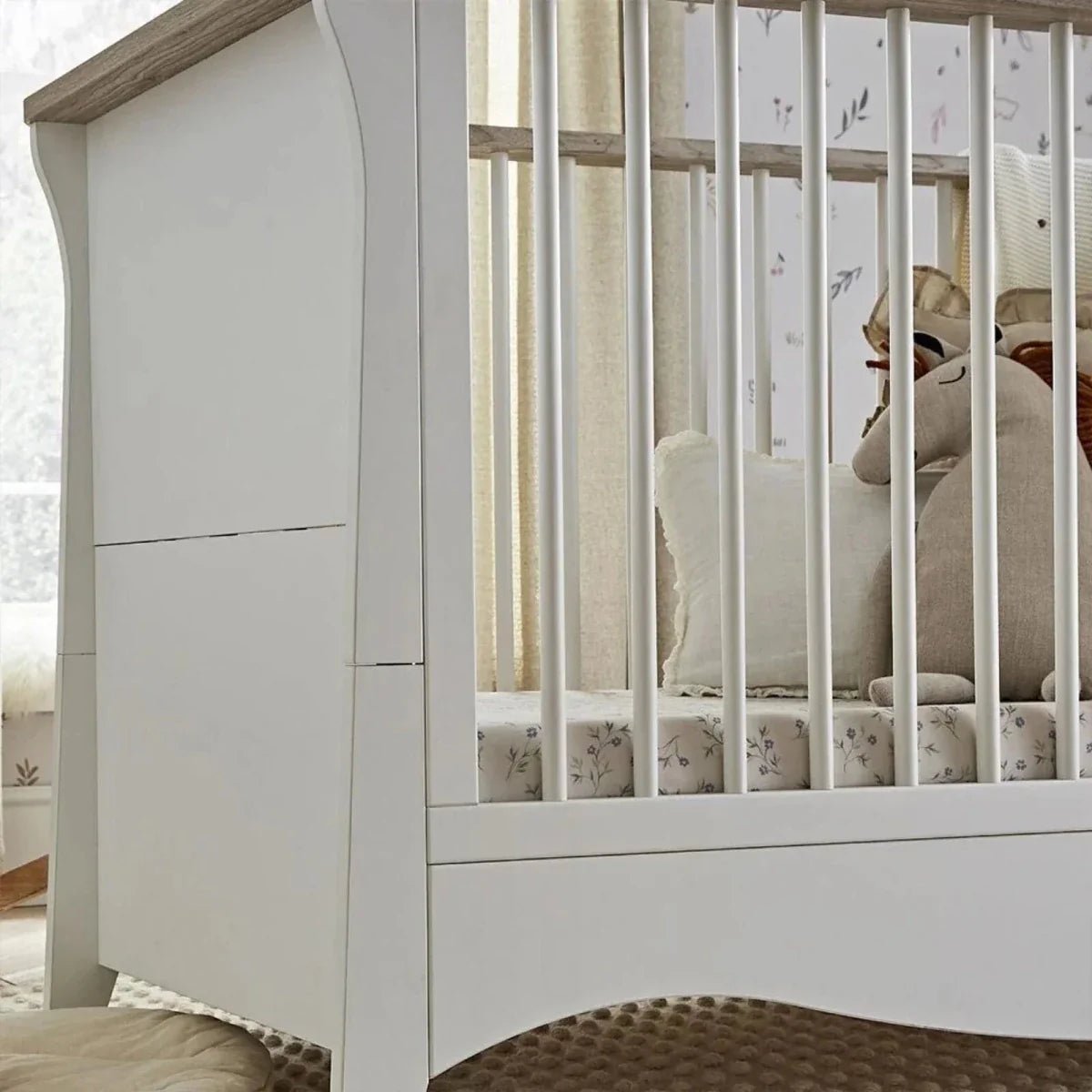 CuddleCo Clara Cot Bed - White & Ash | Luxury Home Accessories | Heulog Glow