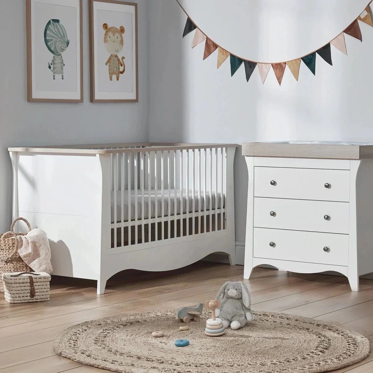 CuddleCo Clara Cot Bed - White & Ash | Luxury Home Accessories | Heulog Glow