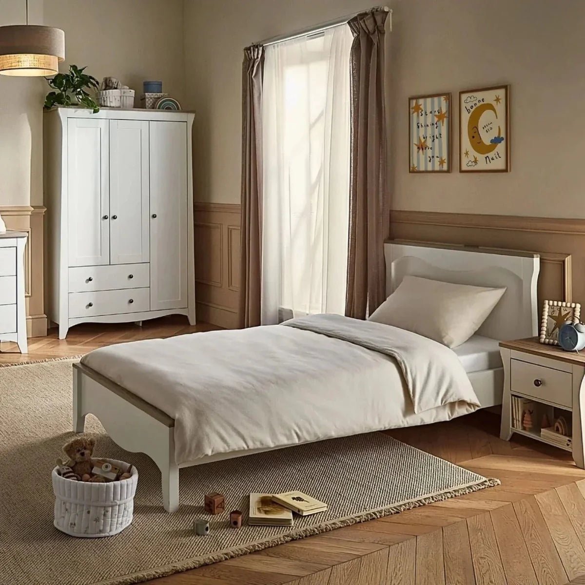 CuddleCo Clara Single Bed - White/Ash | Luxury Home Accessories | Heulog Glow
