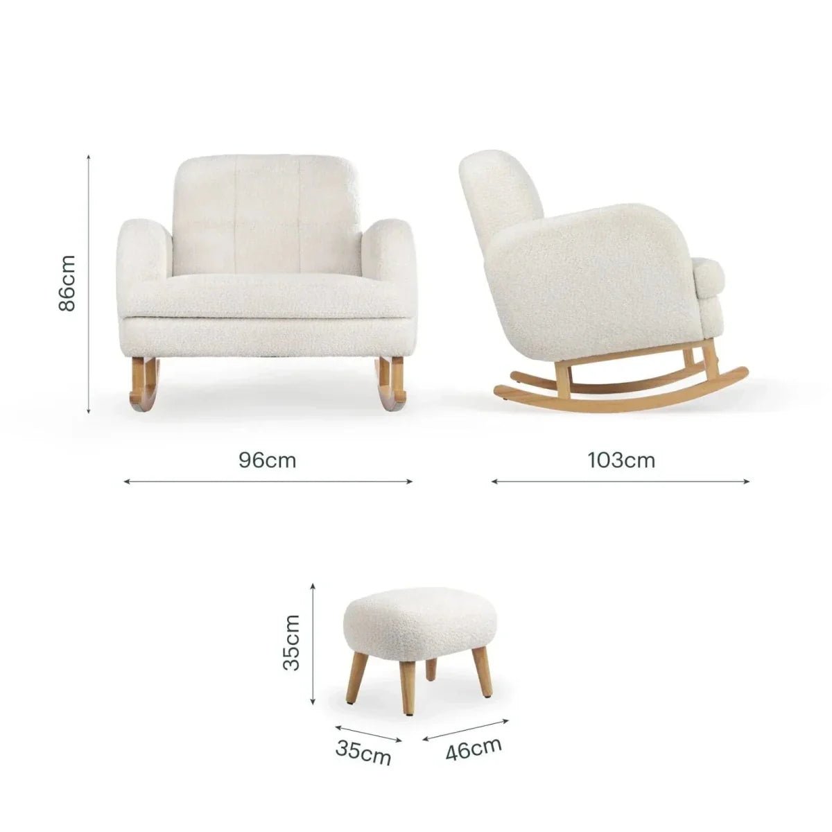 CuddleCo Etta Cuddle Nursing Chair & Foot Stool - Boucle Off-White | Luxury Home Accessories | Heulog Glow