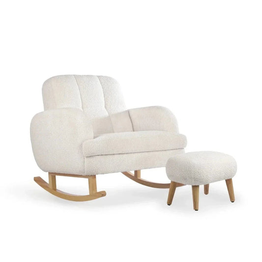 CuddleCo Etta Cuddle Nursing Chair & Foot Stool - Boucle Off-White | Luxury Home Accessories | Heulog Glow