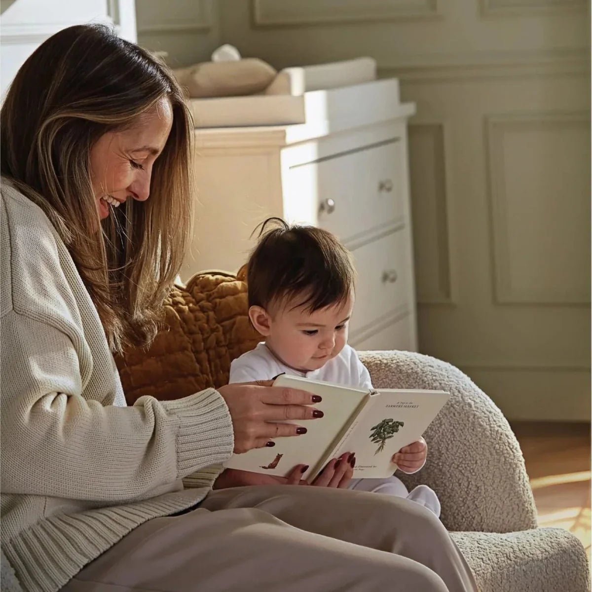 CuddleCo Etta Cuddle Nursing Chair & Foot Stool - Boucle Off-White | Luxury Home Accessories | Heulog Glow