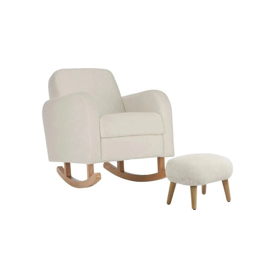 CuddleCo Etta Nursing Chair & Foot Stool - Boucle Off-White | Luxury Home Accessories | Heulog Glow