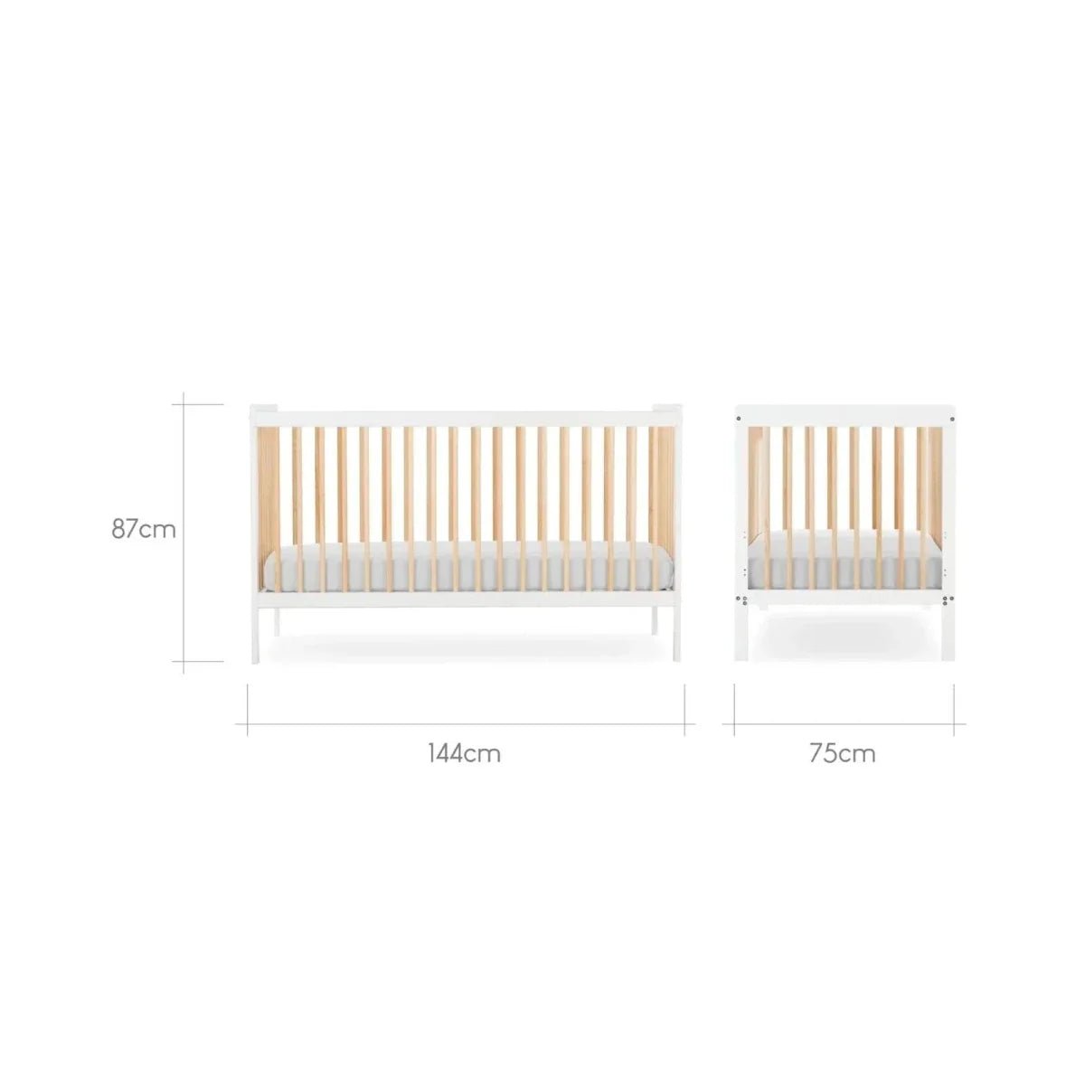 CuddleCo Nola Cot Bed - White/Natural | Luxury Home Accessories | Heulog Glow