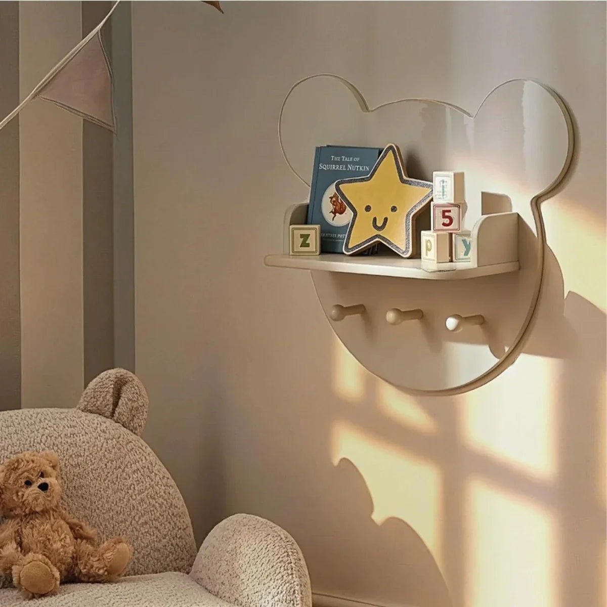 CuddleCo Play House Bear Shelf - Pebble | Luxury Home Accessories | Heulog Glow