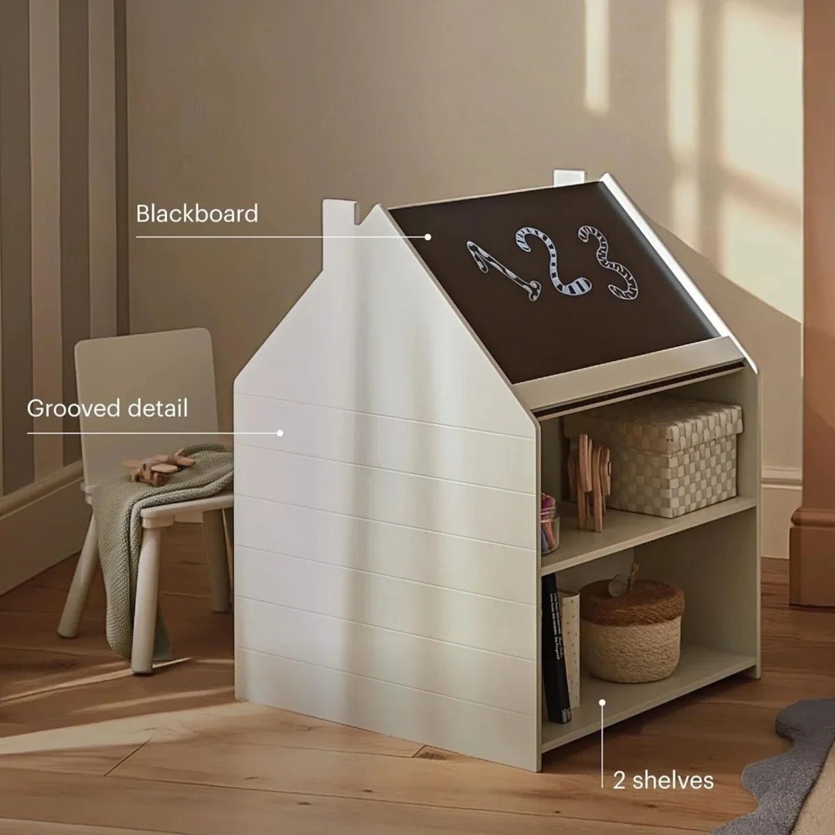 CuddleCo Play House Storage Desk with Easel and Chair - Pebble | Luxury Home Accessories | Heulog Glow
