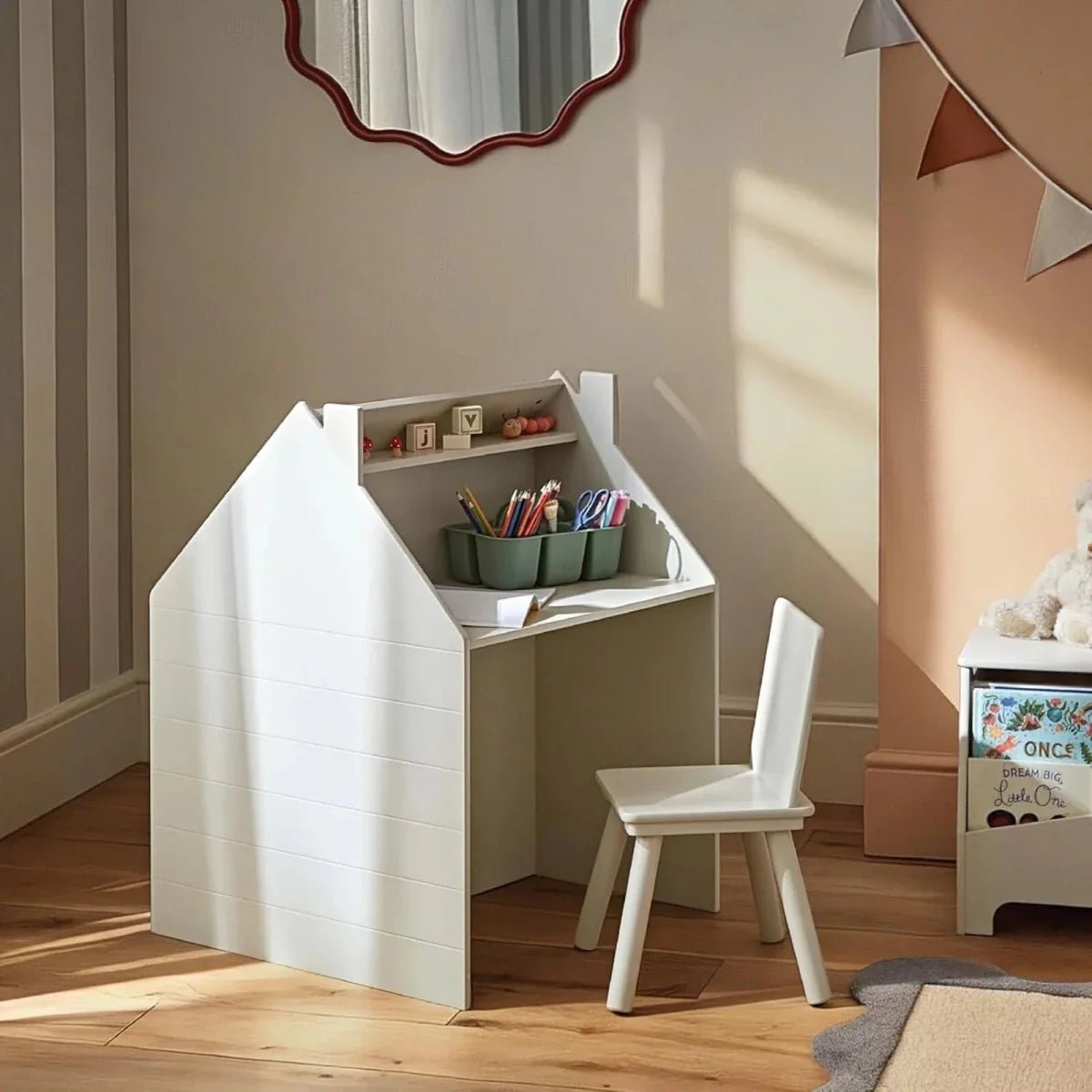 CuddleCo Play House Storage Desk with Easel and Chair - Pebble | Luxury Home Accessories | Heulog Glow