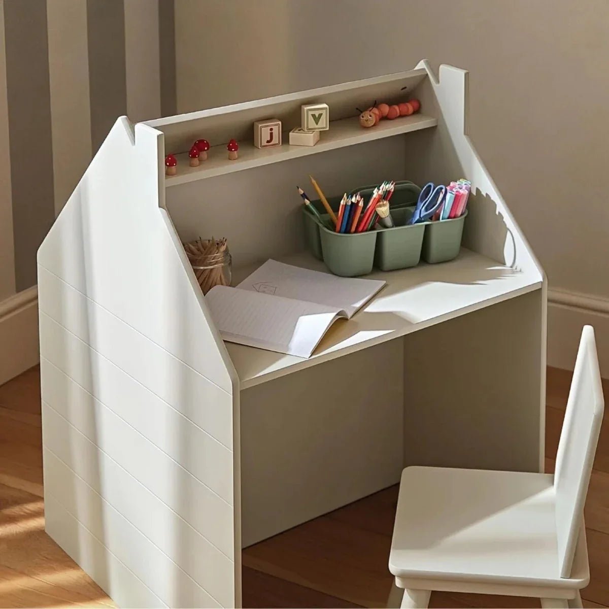CuddleCo Play House Storage Desk with Easel and Chair - Pebble | Luxury Home Accessories | Heulog Glow