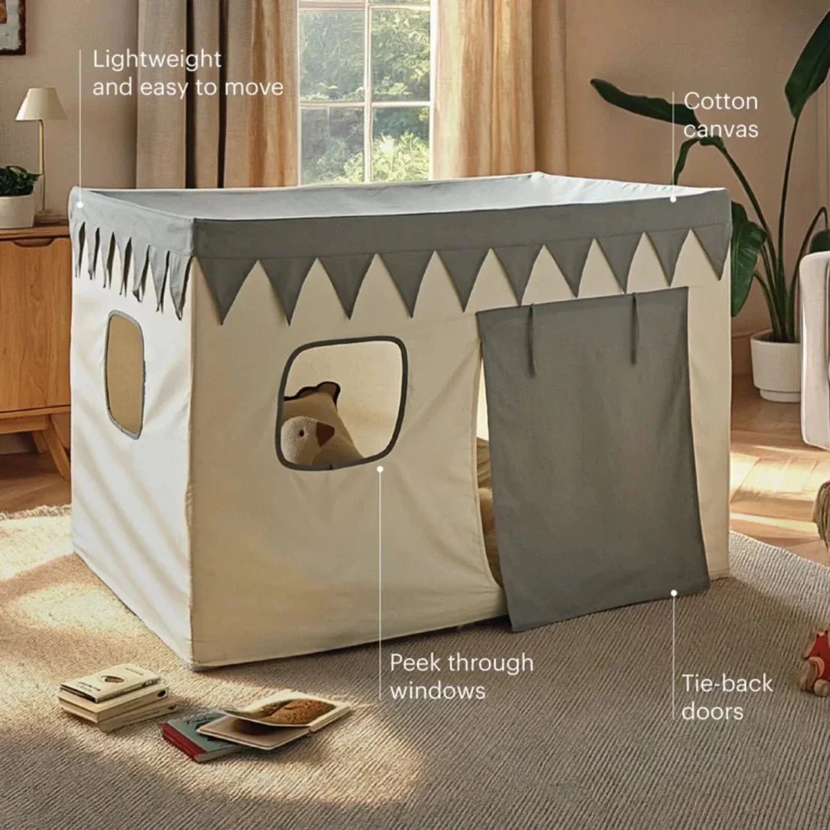 CuddleCo Play House with Bunting - Sea Salt | Luxury Home Accessories | Heulog Glow