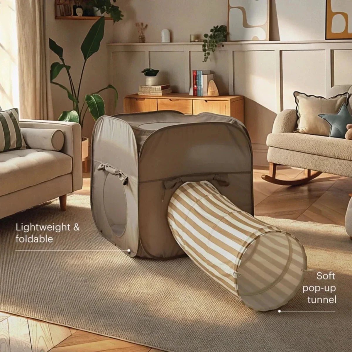 CuddleCo Pop-up Play 2 Piece Set - Cube & Tunnel | Luxury Home Accessories | Heulog Glow