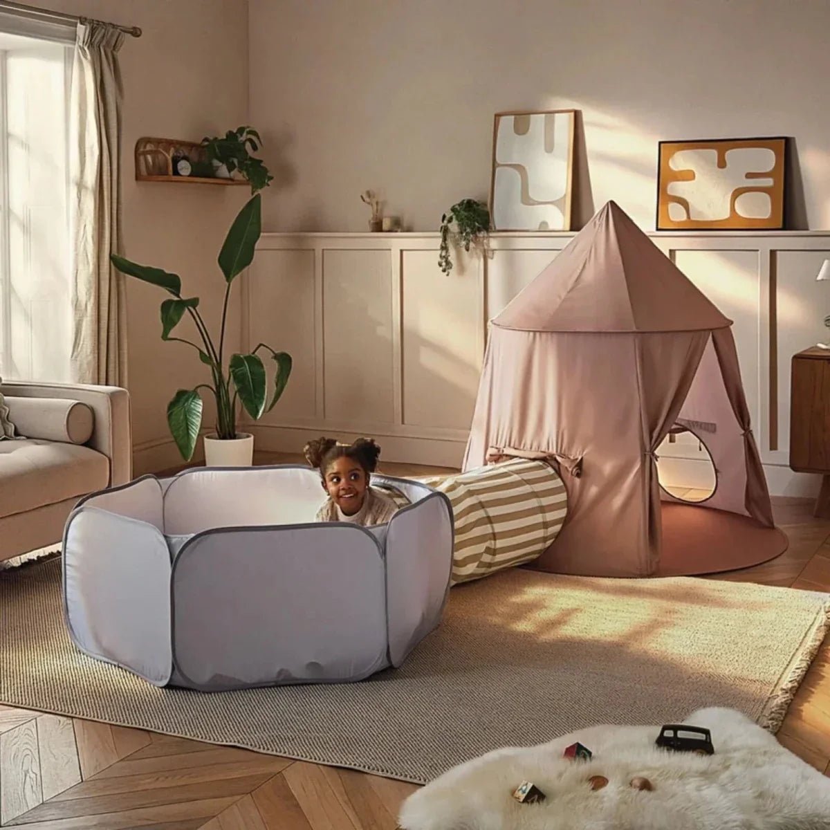 CuddleCo Pop-up Play 3 Piece Set - Tent, Tunnel & Ball Pit | Luxury Home Accessories | Heulog Glow