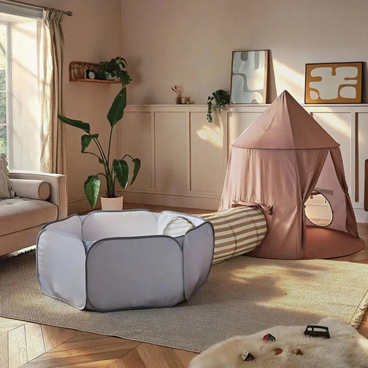 CuddleCo Pop-up Play 3 Piece Set - Tent, Tunnel & Ball Pit | Luxury Home Accessories | Heulog Glow