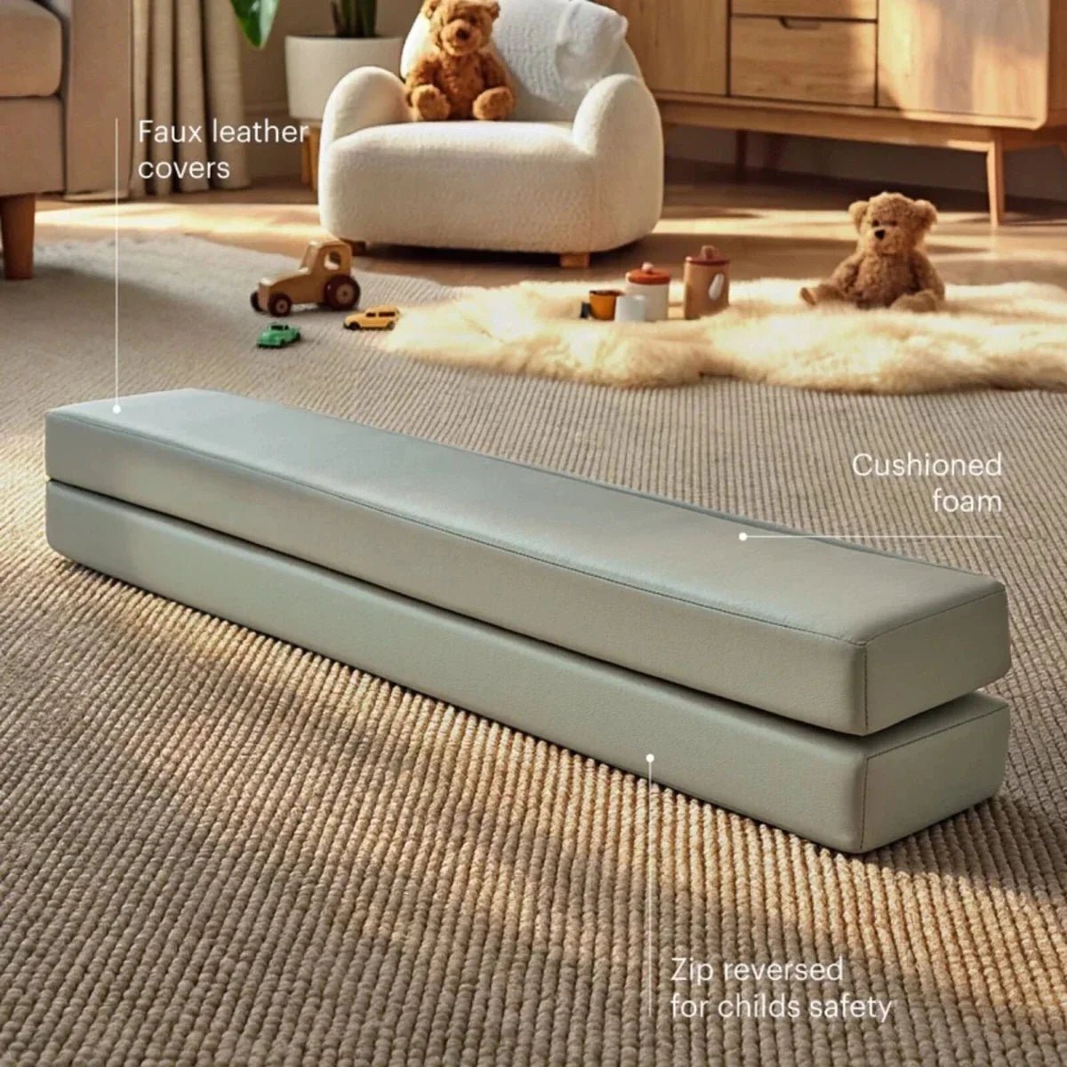 CuddleCo Soft Play Balance Beam - Sea Salt | Luxury Home Accessories | Heulog Glow