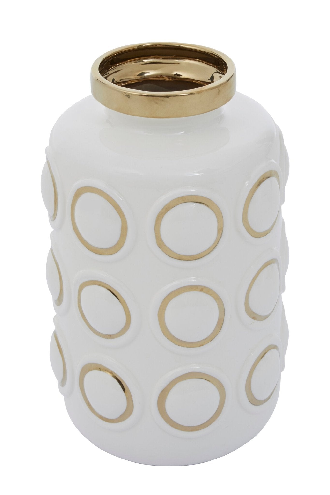 Curva Large White and Gold Ceramic Vase | Luxury Home Accessories | Heulog Glow