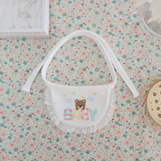 Cute Bear Embroidery Saliva Towel Small Bib Bib | Luxury Home Accessories | Heulog Glow