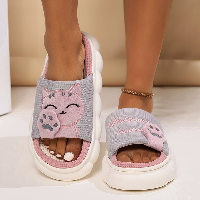 Cute Cartoon Kitten Home Slippers For Women | Luxury Home Accessories | Heulog Glow
