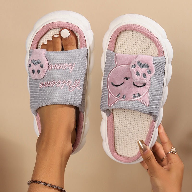 Cute Cartoon Kitten Home Slippers For Women | Luxury Home Accessories | Heulog Glow