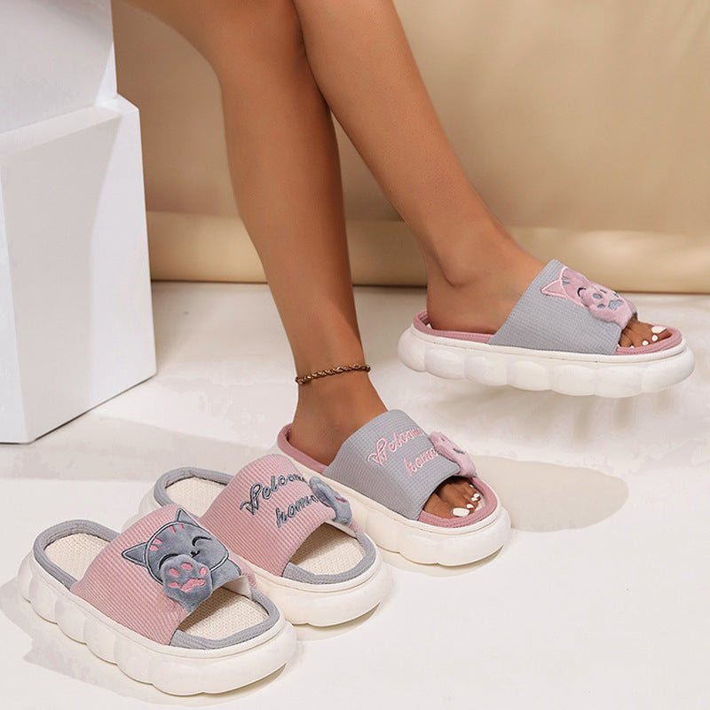 Cute Cartoon Kitten Home Slippers For Women | Luxury Home Accessories | Heulog Glow