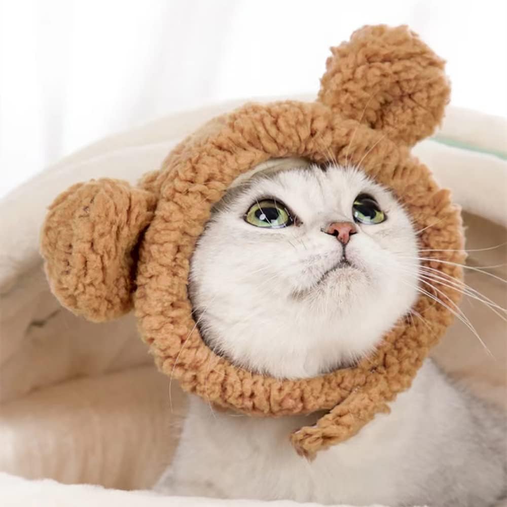 Cute Cat Costume Bear Hat For Cat Warm Soft Small Pet Headwear | Luxury Home Accessories | Heulog Glow