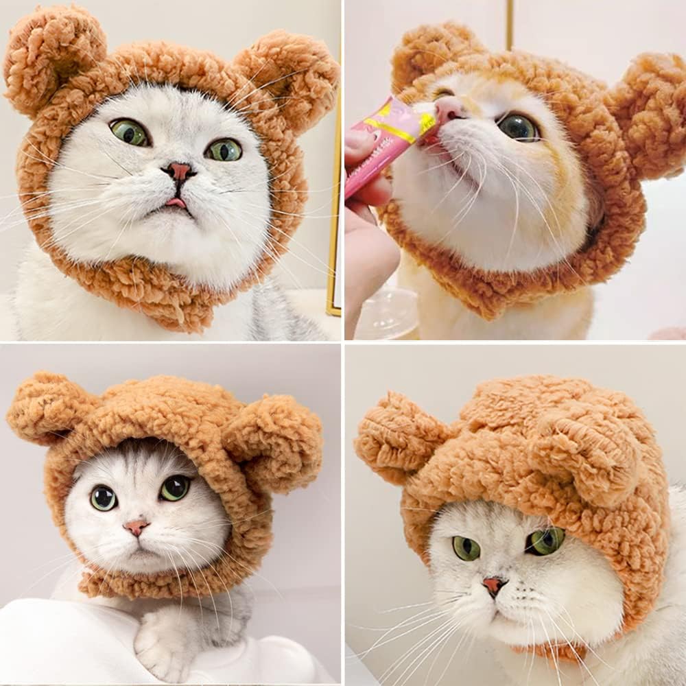 Cute Cat Costume Bear Hat For Cat Warm Soft Small Pet Headwear | Luxury Home Accessories | Heulog Glow